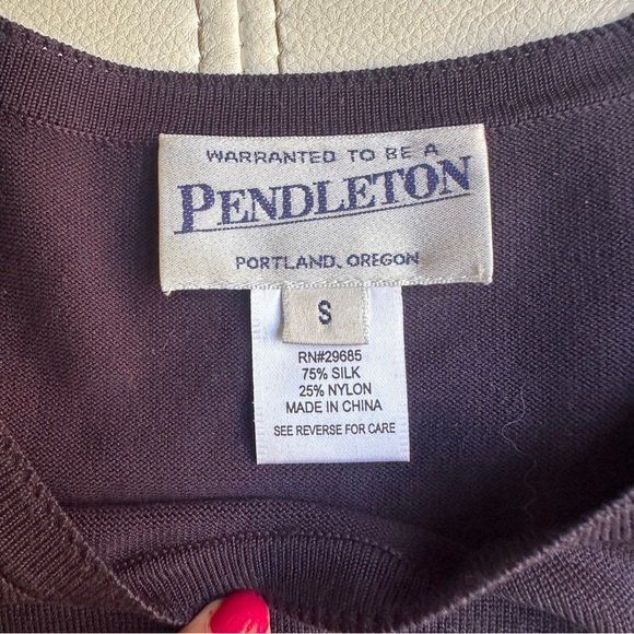 Pendleton navy blue Knit Blouse sweater silk blend size small - Picture 5 of 5